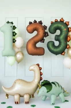 Balon foliowy Cyfra 2 Dinozaur - brązowy 92 cm