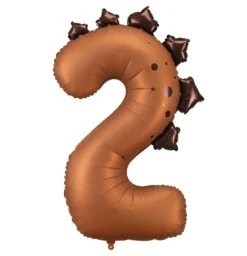 Balon foliowy Cyfra 2 Dinozaur - brązowy 92 cm