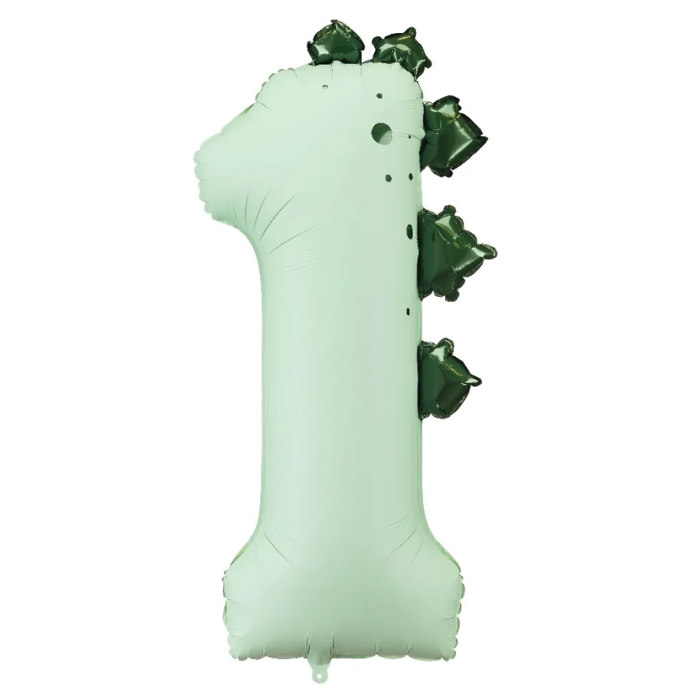 Balon foliowy Cyfra 1 Dinozaur - miętowy 92 cm