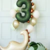 Balon foliowy Cyfra 3 Dinozaur - zielony 92 cm