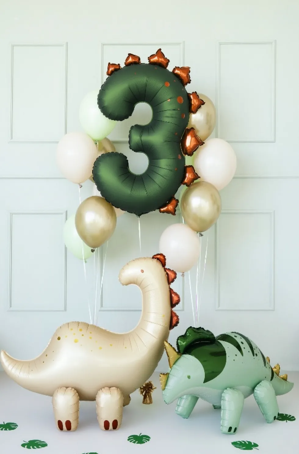 Balon foliowy Cyfra 3 Dinozaur - zielony 92 cm