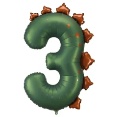 Balon foliowy Cyfra 3 Dinozaur - zielony 92 cm