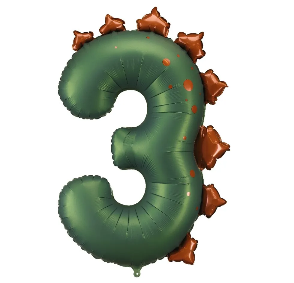 Balon foliowy Cyfra 3 Dinozaur - zielony 92 cm