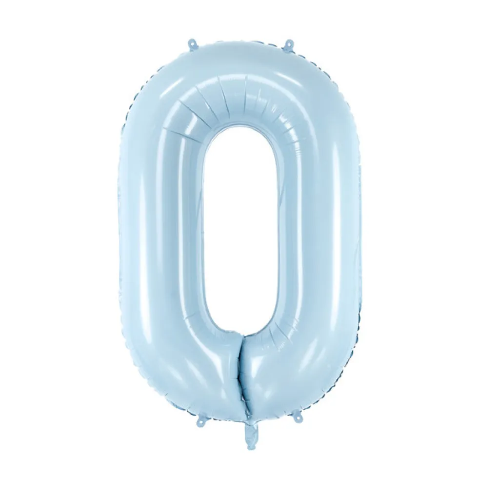 Balon foliowy Cyfra 0 - jasnoniebieski, 72 cm