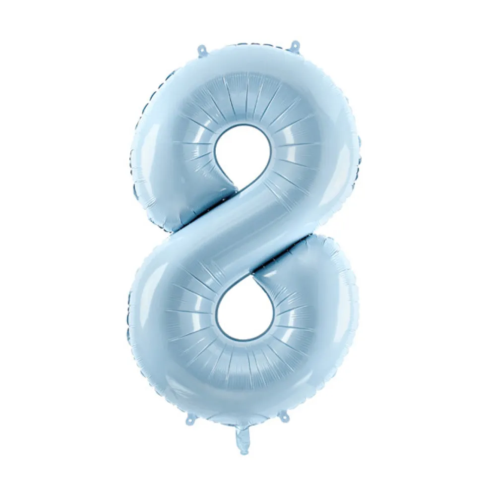 Balon foliowy Cyfra 8 - jasnoniebieski, 72 cm