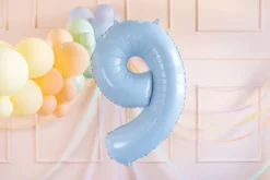 Balon foliowy Cyfra 9 - jasnoniebieski, 72 cm