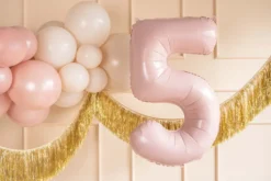 Balon foliowy Cyfra 5 - jasnoróżowy, 72 cm