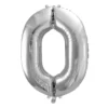 Balon foliowy cyfra 0 - srebrny, 86 cm
