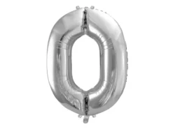 Balon foliowy cyfra 0 - srebrny, 86 cm