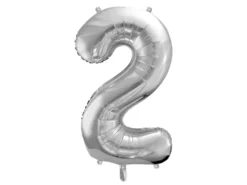 Balon foliowy cyfra 2 - srebrny, 86 cm