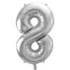 Balon foliowy cyfra 8 - srebrny, 86 cm