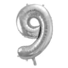 Balon foliowy cyfra 9 - srebrny, 86 cm