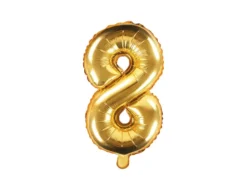 Balon foliowy cyfra 8 - złoty, 35 cm