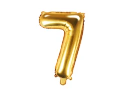 Balon foliowy cyfra 7 - złoty, 35 cm
