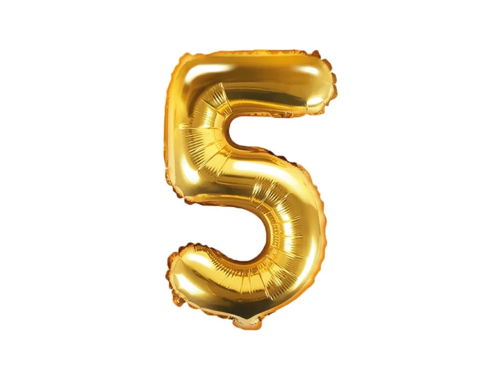 Balon foliowy cyfra 4 - złoty, 35 cm