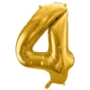 Balon foliowy cyfra 4 - złoty, 86 cm