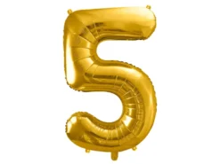 Balon foliowy cyfra 5 - złoty, 86 cm
