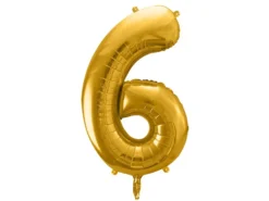 Balon foliowy cyfra 6 - złoty, 86 cm