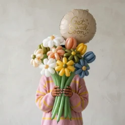 Balon foliowy Get Well Soon - beżowy 35 cm