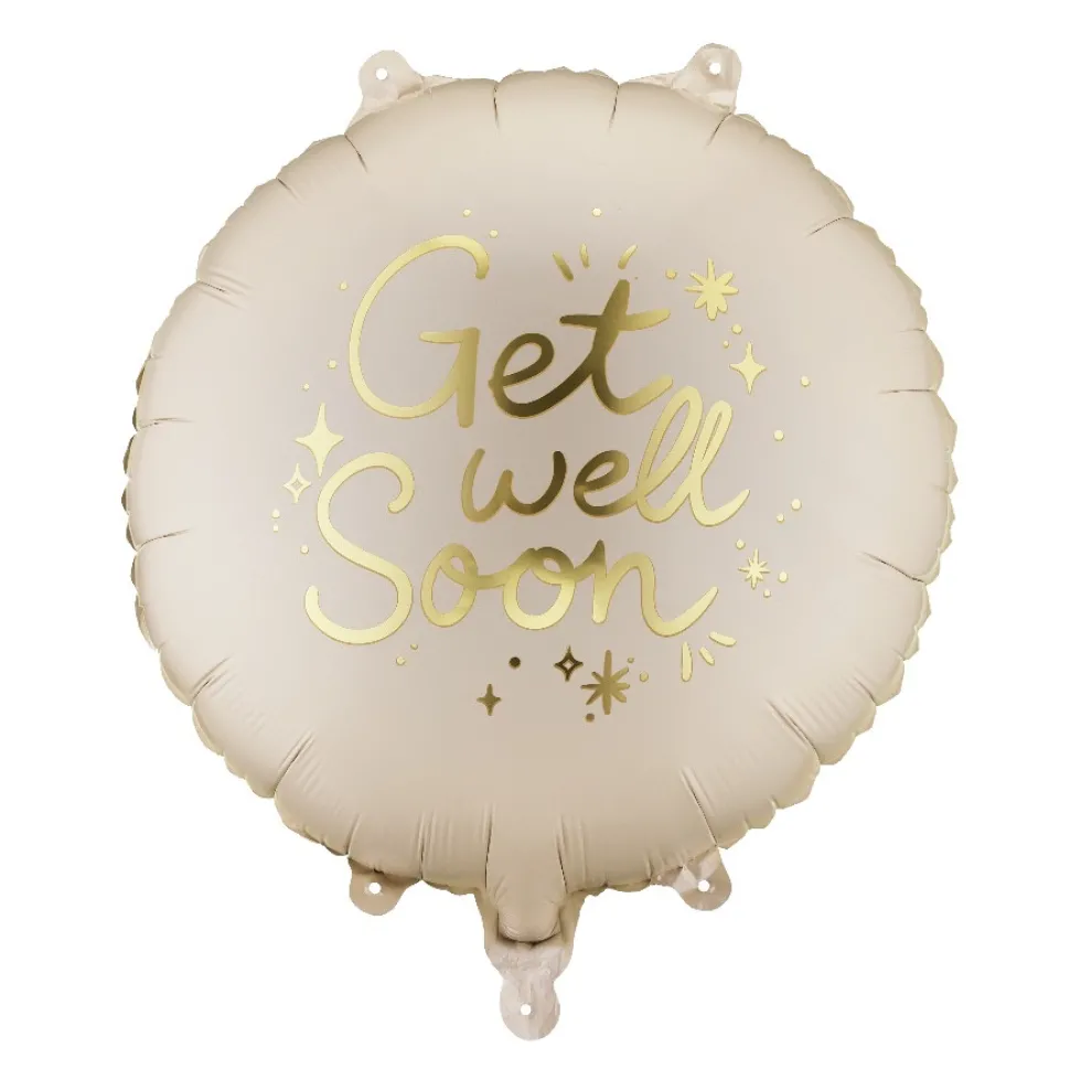Balon foliowy Get Well Soon - beżowy 35 cm