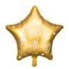 Balon foliowy Happy Birthday - gwiazdka, złoty, 40 cm