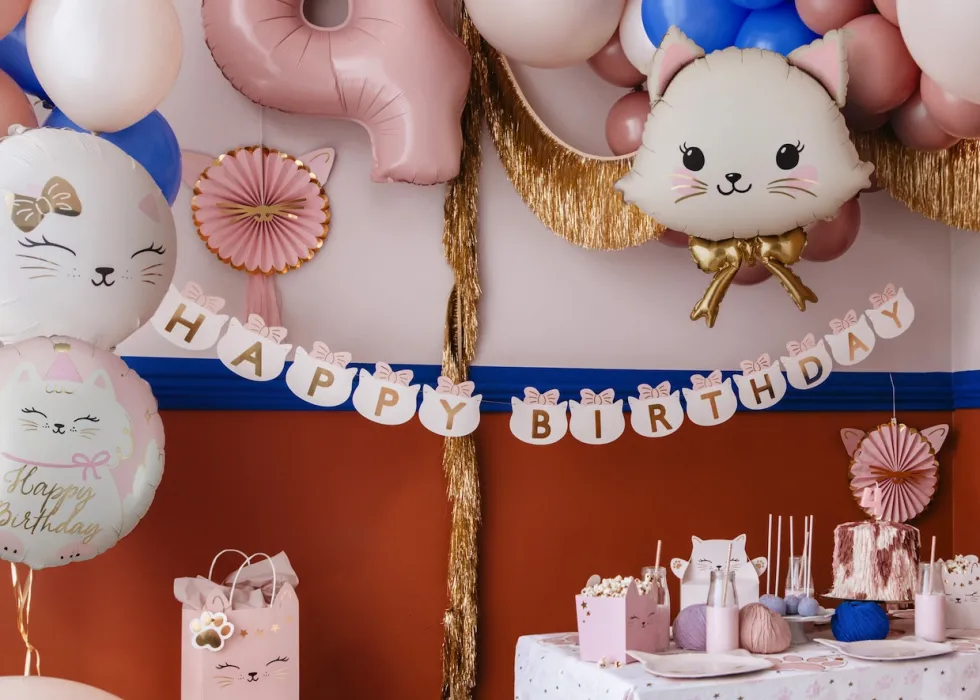 Balon foliowy Kotek Happy Birthday - różowy 35 cm
