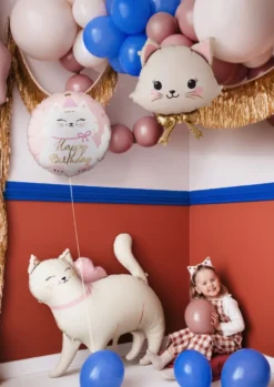 Balon foliowy Kotek Happy Birthday - różowy 35 cm