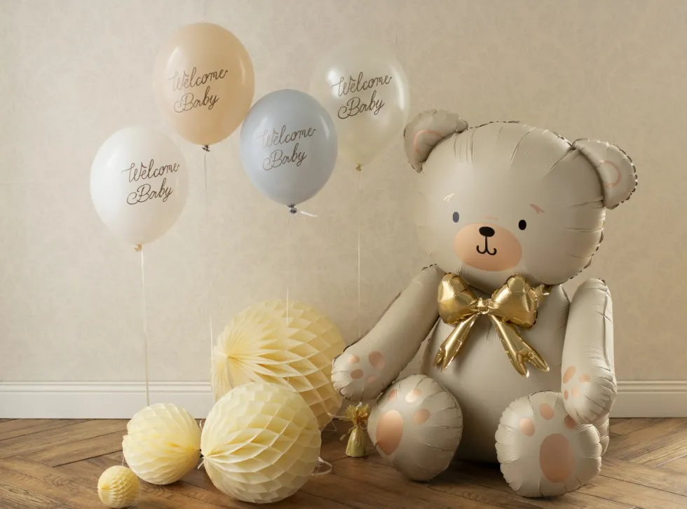 Balon foliowy Miś - beżowy 75 x 84 cm