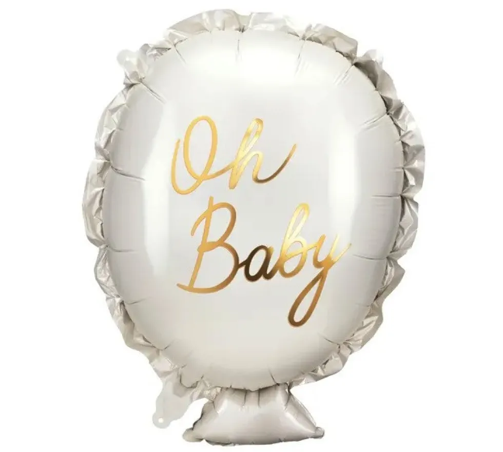 Balon foliowy, Oh Baby - biały, 53 x 69 cm