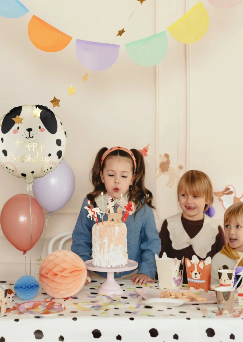Balon foliowy Piesek Happy Birthday - beżowy 35 cm