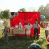 Balon foliowy Piłka w gwiazdki - czerwona, 75 cm