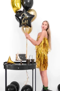 Balon foliowy Sto Lat! - gwiazdka, czarny, 40 cm