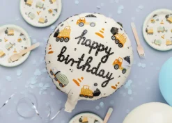 Balon foliowy urodzinowy, Pojazdy budowlane - 45 cm