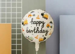 Balon foliowy urodzinowy, Pojazdy budowlane - 45 cm