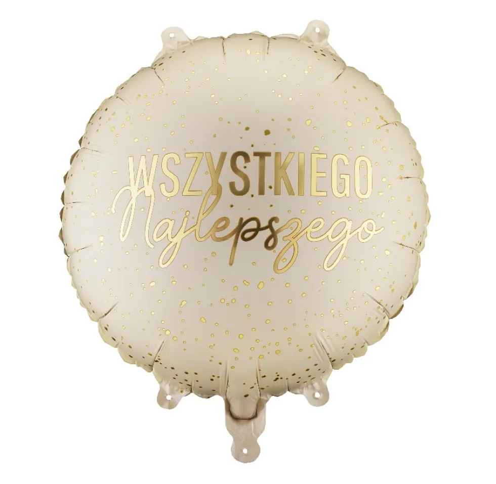 Balon foliowy Wszystkiego Najlepszego - beżowy 35 cm