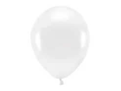 Balony lateksowe Eco, metalizowane - białe, 26 cm, 10 szt.