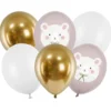 Balony lateksowe Miś polarny - pastelowe, 30 cm, 6 szt.