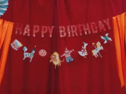 Baner Happy Birthday Cyrk - czerwony, 2,75 m