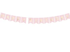 Baner Happy Birthday - jasnoróżowy, 15 x 175 cm
