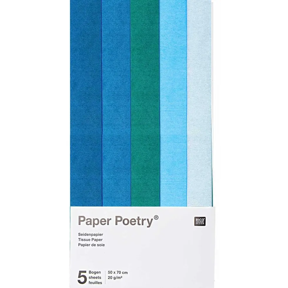 Bibuła do pakowania prezentów Blue Mix - Paper Poetry - 5 szt.