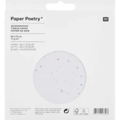 Bibuła do pakowania prezentów - Paper Poetry - biała w kolorowe kropki, 5 szt.