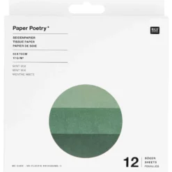 Bibuła do pakowania prezentów - Paper Poetry - miętowa, 12 szt.