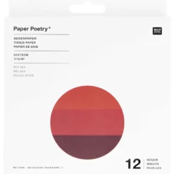 Bibuła do pakowania prezentów - Paper Poetry - Red, 12 szt.