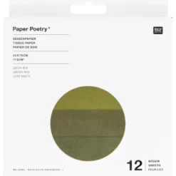 Bibuła do pakowania prezentów - Paper Poetry - zielona, 12 szt.