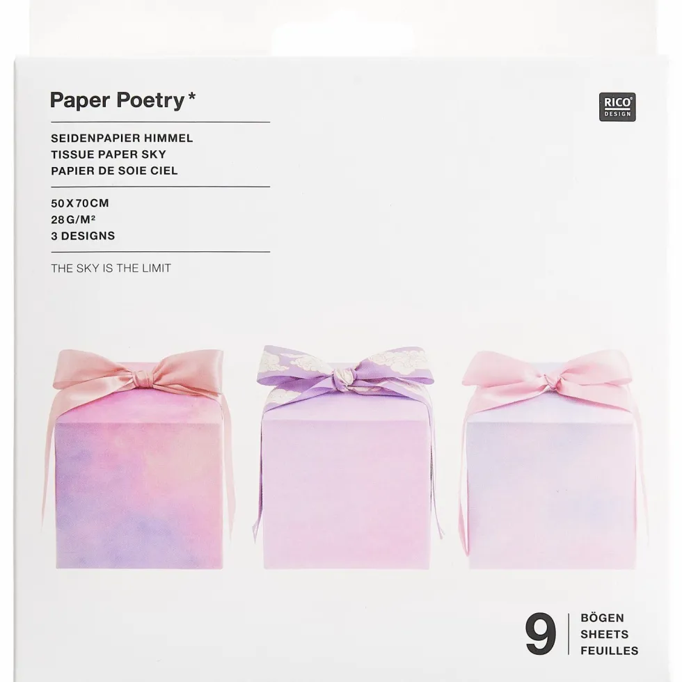 Bibuła do pakowania prezentów The Sky is the Limit - Paper Poetry - 50 x 70 cm 9 szt.