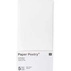 Bibuła gładka do pakowania prezentów - Paper Poetry - biała, 5 szt.