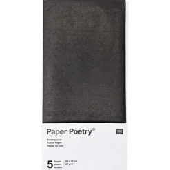 Bibuła gładka do pakowania prezentów - Paper Poetry - czarna, 5 szt.