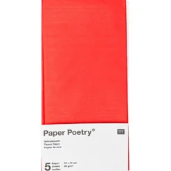 Bibuła gładka do pakowania prezentów - Paper Poetry - czerwona, 5 szt.