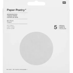 Bibuła gładka do pakowania prezentów - Paper Poetry - jasnoszara, 5 szt.