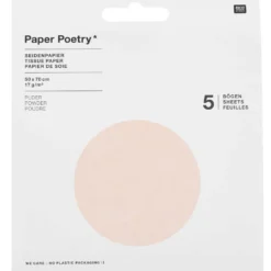 Bibuła gładka do pakowania prezentów - Paper Poetry - pudrowa, 5 szt.